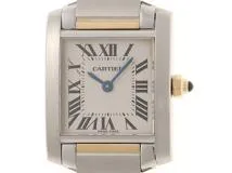 Cartier　カルティエ　タンクフランセーズSM　W51007Q4　K18/SS　ホワイト文字盤　女性用クオーツ時計【473】