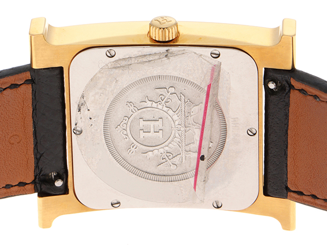 HERMES エルメス Hウォッチ HH1.801 メンズ GP/レザー クオーツ