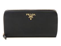 PRADA　プラダ　ラウンド　ファスナー長財布 　ブラック 　サフィアーノ　【472】YN
