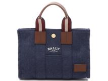 BALLY バリー ドライサリアトートバッグ ブルー キャンバス/レザー DRYSALIA25【472】YY