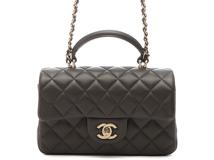 CHANEL シャネル ショルダーバッグ ミニマトラッセ20 トップハンドルチェーンショルダー ブラウン/ゴールド金具 AS2431【472】YY