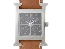 HERMES☆エルメス☆腕時計☆新品同様☆箱付き☆レディース HERMES エルメス Hウォッチ 黒文字盤 HH1.210 レディース腕時計