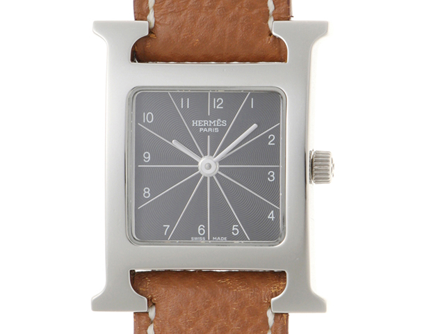 HERMES エルメス Hウォッチ 黒文字盤 HH1.210 レディース腕時計