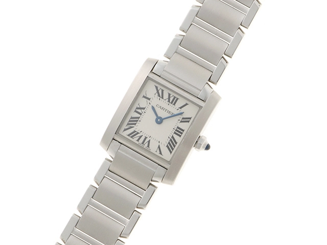 Cartier カルティエ レディース クオーツ タンクフランセーズSM W51008Q3 シルバー文字盤 SS【472】HK
