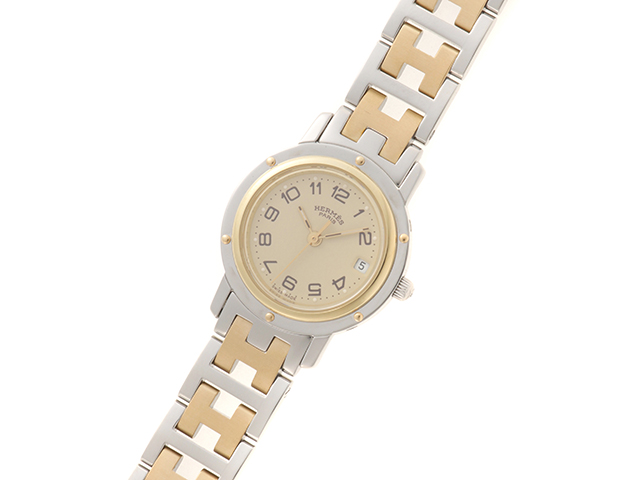 HERMES エルメス レディース クオーツ クリッパー コンビ CL4