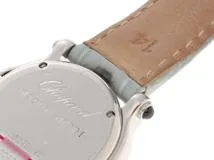 Chopard　ショパール　ハッピースポーツ　27/8245-23　ステンレススチール　レザーベルト　ホワイト文字盤　クォーツ　レディース　腕時計　K