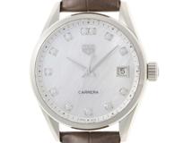 TAG HEUER　タグ・ホイヤー　カレラ　WBK1318.FC8258　ステンレス/アリゲーター革　12Pダイヤモンド　男性用クオーツ時計【473】