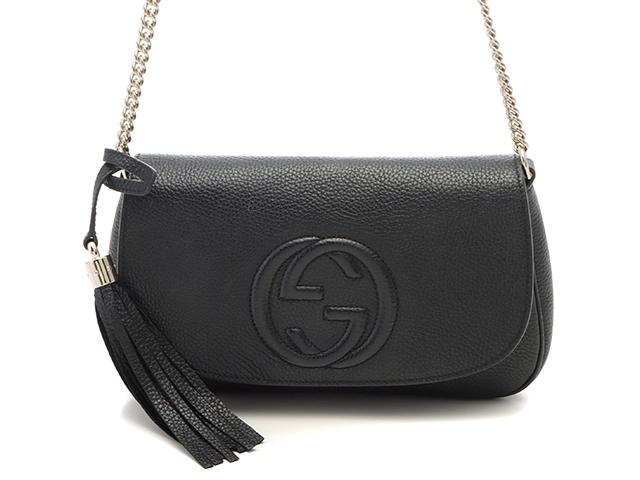GUCCI ブラック ロゴ入り ショルダーバッグ グッチ GUCCI ソーホー ショルダーバッグ レザー ブラック