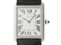 Cartier カルティエ 男女兼用 クオーツ タンクソロLM WSTA0028 シルバー文字盤 SS/レザー【472】HK