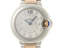 Cartier カルティエ 腕時計 2013年海外正規品 バロンブルー 28mm WE902030 K18イエローゴールド/スティール 11Pダイヤモンドシルバー文字盤 クオーツ【472】SJ