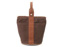 HERMES エルメス トートバッグ/バケツトート サクソーPM ブラウン/シルバー金具 キャンバス 【472】YY