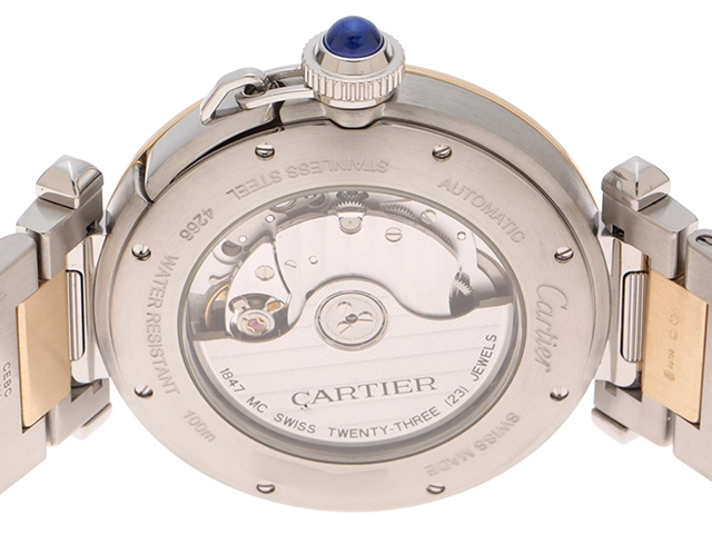 CARTIER　カルティエ　パシャ ドゥ カルティエ　自動巻き　メンズ　YG/SS　W2PA0009　シルバー　【432】　【2148103881091】
