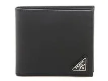 PRADA プラダ 二つ折り財布 ブラック サフィアーノ【472】RKT の