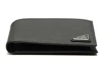 PRADA プラダ 二つ折り財布 ブラック サフィアーノ【472】RKT の