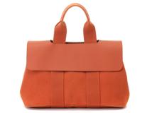 HERMES エルメス ハンドバッグ ヴァルパライソPM オレンジ/シルバー金具 トワルシェブロン/レザー 刻印無し【472】YY