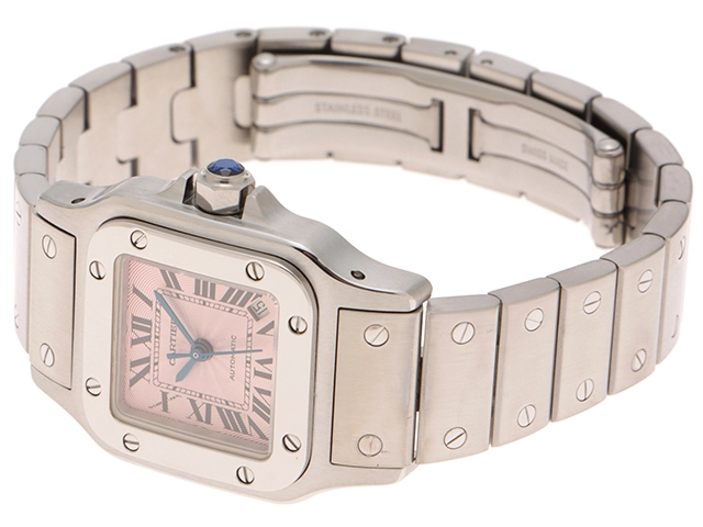 Cartier  カルティエ　サントス ガルベSM アジア限定　ピンク　W20062D6　SS　レディース　自動巻き2148103882081【432】