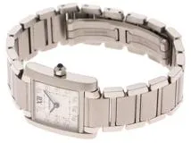 Cartier　カルティエ　時計　タンクフランセーズSM　WE110006　日本限定　ダイヤインデックス　シルバー文字盤　ギョーシェ彫り　ステンレススチール　クォーツ　レディース