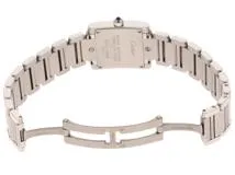 Cartier　カルティエ　時計　タンクフランセーズSM　WE110006　日本限定　ダイヤインデックス　シルバー文字盤　ギョーシェ彫り　ステンレススチール　クォーツ　レディース