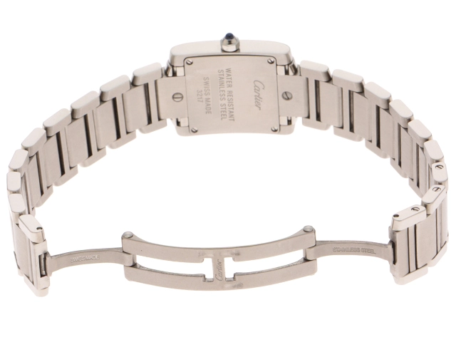 Cartier カルティエ 時計 タンクフランセーズSM WE110006 日本限定 ダイヤインデックス シルバー文字盤 ギョーシェ彫り ステンレススチール クォーツ レディース