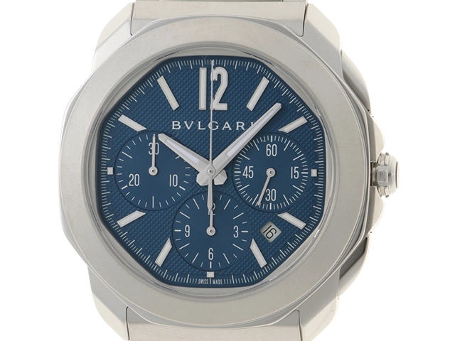 BVLGARI　ブルガリ　オクト ローマ クロノグラフ　103829(OC42SCH)　ステンレス　SS　ブルー　メンズ　自動巻き【432】2148103882159