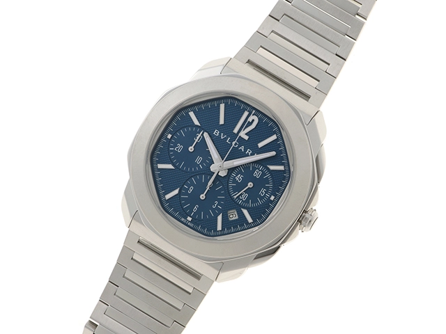 BVLGARI　ブルガリ　オクト ローマ クロノグラフ　103829(OC42SCH)　ステンレス　SS　ブルー　メンズ　自動巻き【432】2148103882159