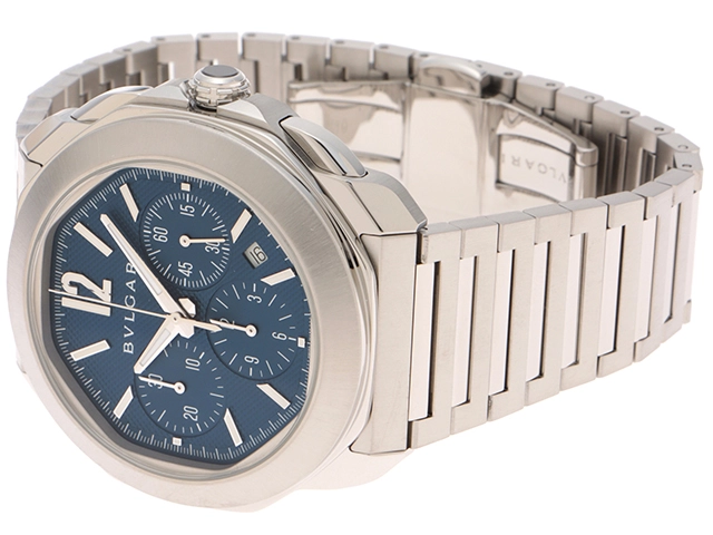 BVLGARI　ブルガリ　オクト ローマ クロノグラフ　103829(OC42SCH)　ステンレス　SS　ブルー　メンズ　自動巻き【432】2148103882159