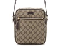 GUCCI　グッチ　GGスプリーム　ショルダーバッグ　ベージュ　ダークブラウン　コーティングキャンバス　レザー　233268【431】2148103883132