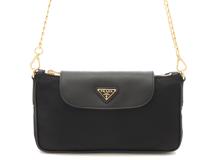PRADA　プラダ　チェーンショルダー　ブラック　ナイロン/サフィアーノ　2148103883248【434】