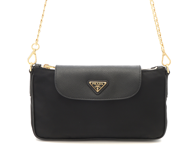◆PRADA◆ プラダ サフィアーノ チェーン クロスバッグ MINI } PRADA(プラダ) サフィアーノ チェーン ショルダーバッグ