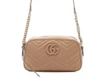 GUCCI グッチ GGマーモントスモールカメラバッグ ベージュ レザー