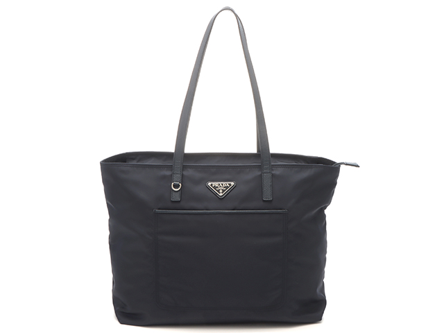 PRADA プラダ トートバッグ ネイビー ナイロン／サフィアーノ