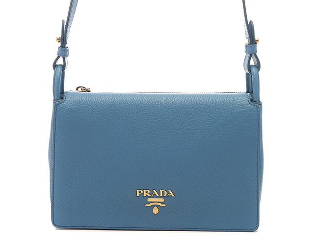 PRADA プラダ ショルダーバッグ ライトブルー レザー
