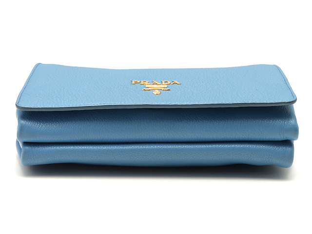 PRADA - プラダ PRADA ストライプ ショルダーストラップ レザー/キャンバス ブルー 美品 美品 PRADA プラダ ストライプ ショルダーストラップ ブルー