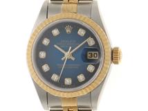 A番　国際サービス保証書有　ROLEX　ロレックス　時計　デイトジャスト　79173G　ブルーグラデーション文字盤　10Pダイヤ　イエローゴールド/ステンレススチール　自動巻き　レディース