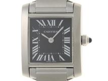 Cartier　カルティエ　時計　タンクフランセーズSM　W51026Q3　アジア限定モデル　ブラック文字盤　ステンレススチール　クォーツ　レディース