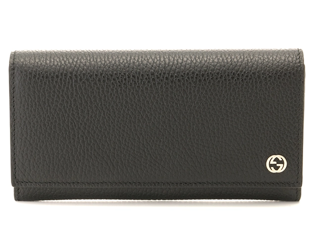 GUCCI グッチ インターロッキングG 二つ折ZIP長財布 ブラック