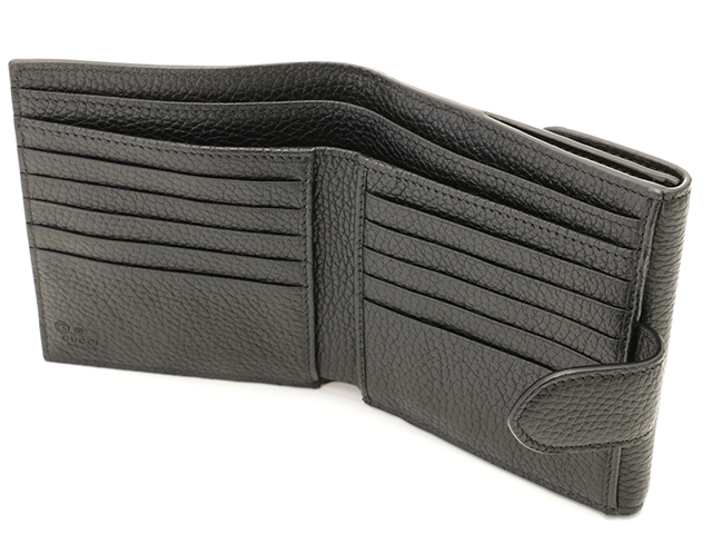 GUCCI グッチ ダブルG Wホック財布 ブラック/レザー 782749