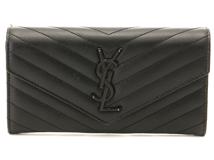 Saint Laurent 　サンローラン　カサンドラ 　ラージフラップウォレット 長財布　ブラック レザー433