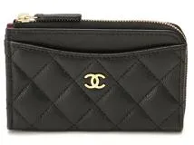 CHANEL シャネル マトラッセ ジップ カードケース ブラック GP