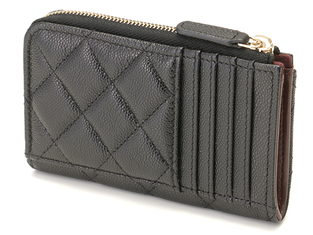 CHANEL シャネル マトラッセ ジップ カードケース ブラック GP金具