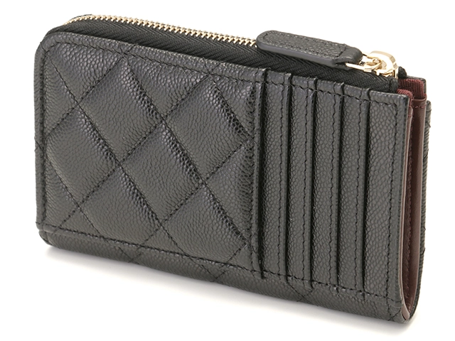 CHANEL　シャネル　マトラッセ　ジップ　カードケース　ブラック　GP金具　キャビアスキン　AP3179【433】2148103885099