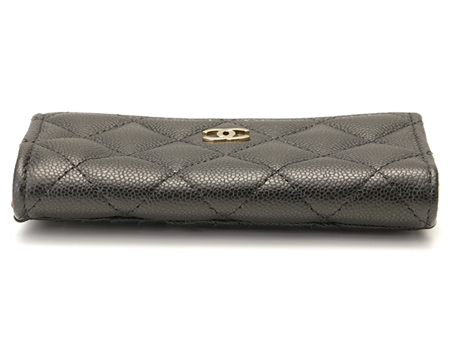 CHANEL　シャネル　マトラッセ　ジップ　カードケース　ブラック　GP金具　キャビアスキン　AP3179【433】2148103885099