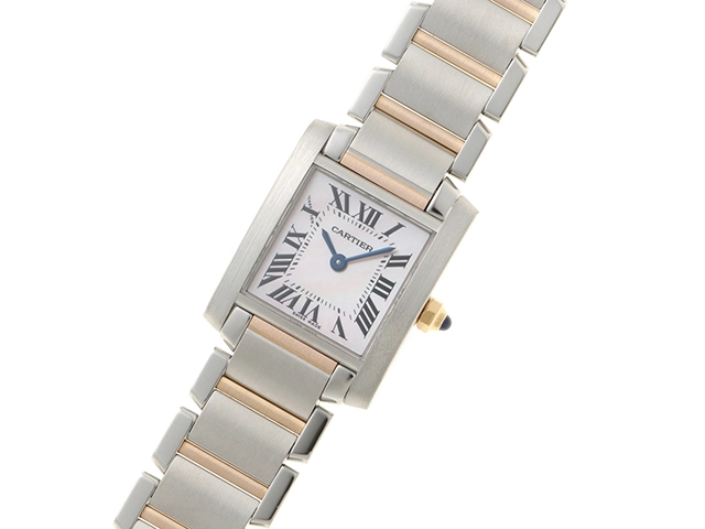 Cartier カルティエ 時計 タンクフランセーズSM W51027Q4 ピンクシェル ピンクゴールド×ステンレススチール レディース クオーツ 研磨済み