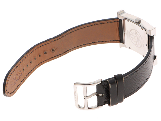 HERMES エルメス　腕時計　純正　ベルト　17mm用　ブラック　レザー □E HERMES エルメス 腕時計 純正 ベルト 17mm用 ブラック レザー