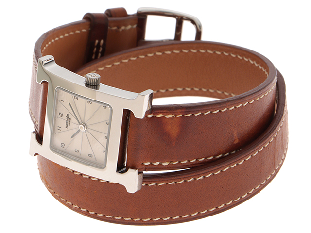 HERMES エルメス Hウォッチ Wトゥール HH1.210 シルバー文字盤