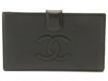 CHANEL シャネル ココマーク 二つ折りがま口長財布 ブラック/GP