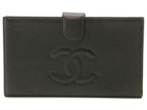 CHANEL　シャネル　ココマーク　二つ折がま口長財布　ブラック　GP 　キャビア　2148103888533【432】