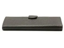 CHANEL Deka Coco Mark Bifold Long Wallet in Black/GP Caviar  