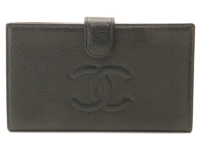 【極美品】CHANEL シャネル　デカココマーク　キャビアスキン　二つ折り長財布 CHANEL - 【極美品】CHANEL デカココ 二つ折り財布 キャビア