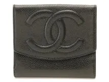 485 CHANEL シャネル 折り財布 Wホック ブラック ココマーク CHANEL シャネル ココマーク Wホックサイフ ゴールド金具 二